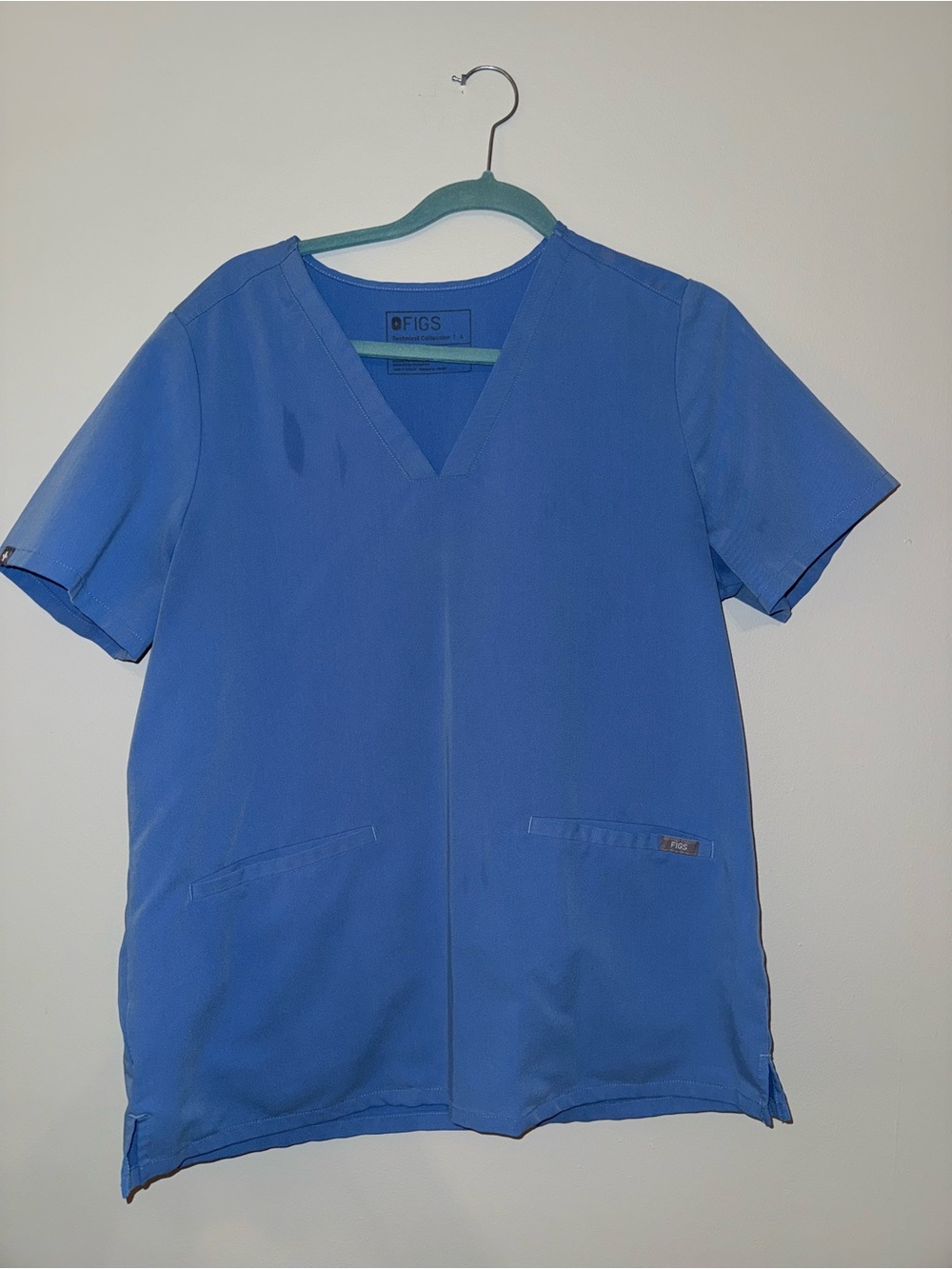 Women’s Blue Size Large Scrub Top Short Sleeve Casma
